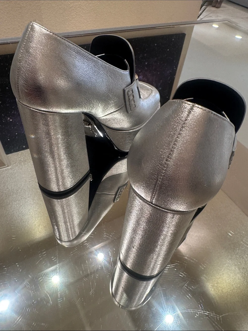 Versace Silver Platform School Girl Loafers